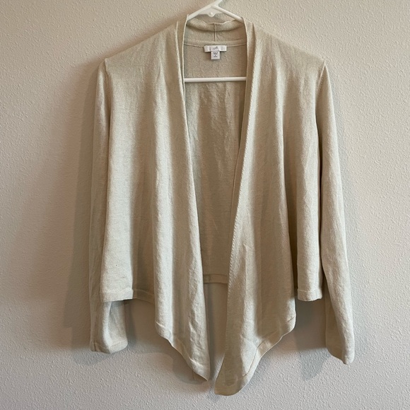 J. Jill Sweaters - J. Jill Waterfall Draped Cardigan Linen-Blend Women’s Size Small Petite Cream